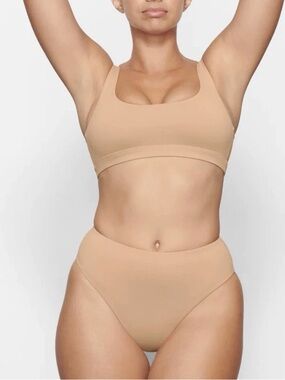 Skims Swim Mid Waist Bikini Bottom Plus Size 2X Tan